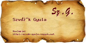 Szvák Gyula névjegykártya